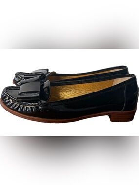 Kate Spade Black Patent Bow Ballet Loafers Preppy Old Money Flats 6.5 Designer